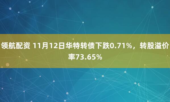领航配资 11月12日华特转债下跌0.71%，转股溢价率73.65%